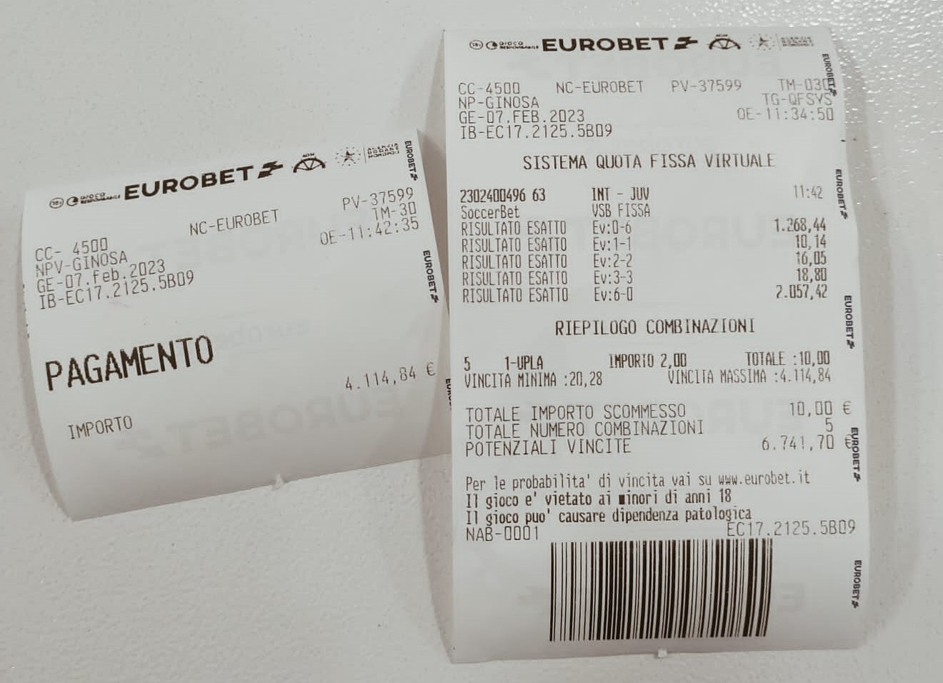 Scommesse vincita Eurobet | AGIMEG